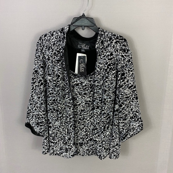 Alex Evenings Jacket/Camisole Floral Glitter Print 2 Piece Set Plus Size… - Picture 6 of 16